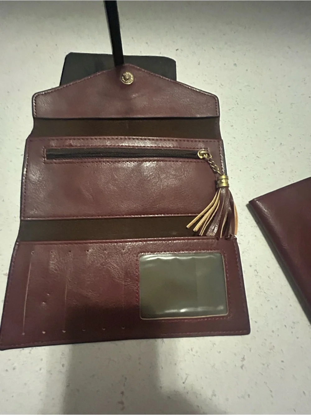 Maroon Leather Clutch Wallet and Card Holder